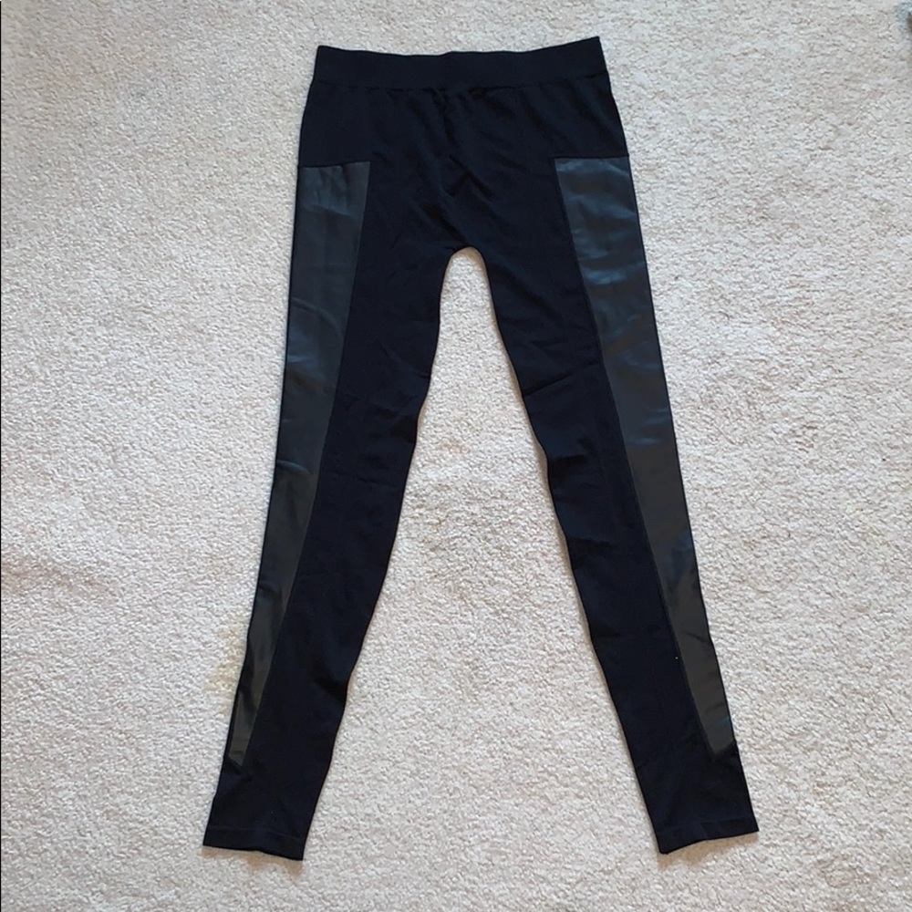 Faux Leather Paneled Material Girl Leggings
